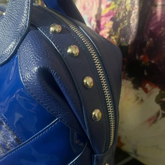 Sharif Blue Leather Shoulder Bag - Picture 4 of 8